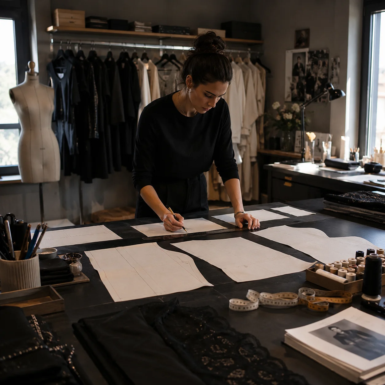 María trabajando en el atelier Artaez en Madrid
